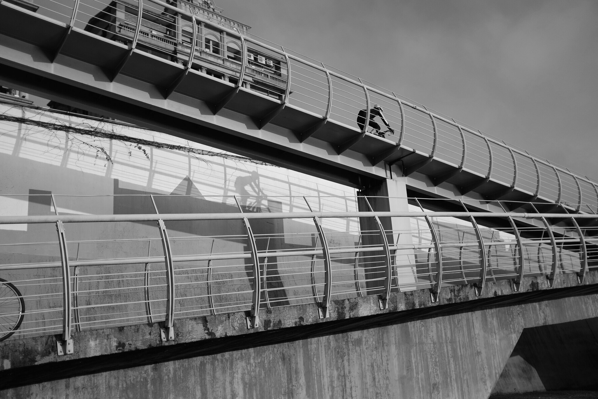 Abstract composition focusing on shapes and lines of city infrastructure in Taiwan